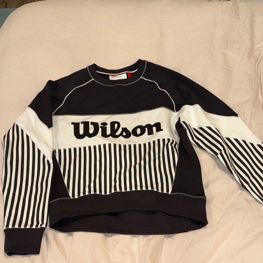 Wilson Black & White Striped Pullover Sweatshirt